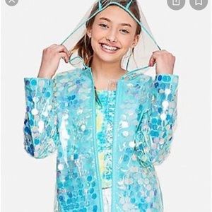 Girl’s Justice Size 12 mermaid sequins rain coat